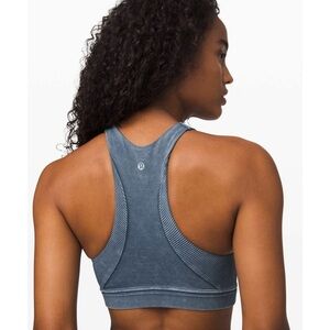 Lululemon Bob and Weave Rib Textured Racerback Bra in Washed Night Diver Blue